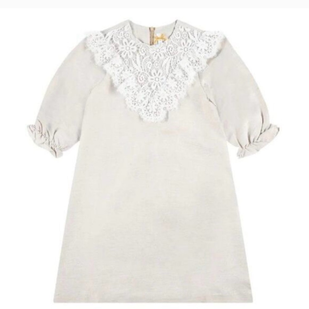 Elegant Cream Dress with Lace Collar